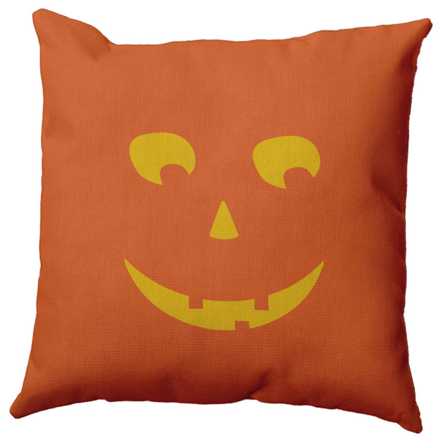 Halloween JackoLanternLeft Indoor/Outdoor Throw Pillow, Nutmeg, 20"x20"