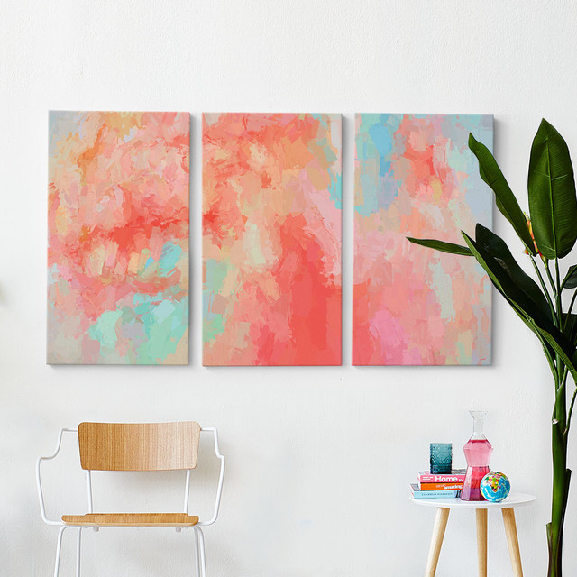 Triptych Wall Art splash of coral triptych wall art Triptych Wall Art splash of coral triptych wall art