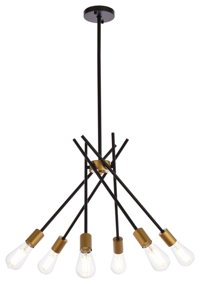 Louis 23" Pendant, Black and Brass