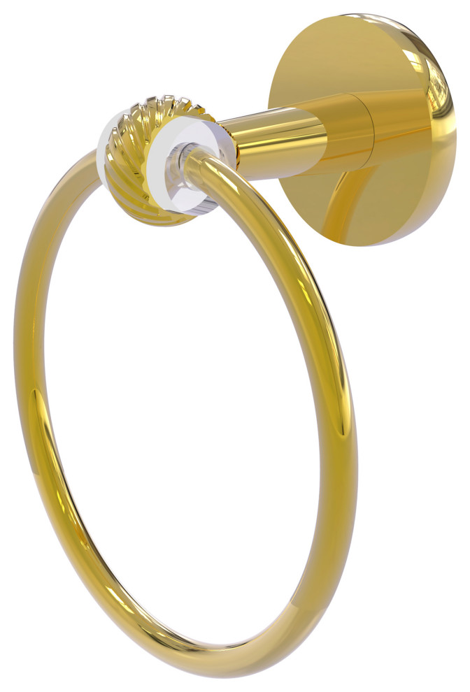 Clearview Towel Ring with Twisted Accents, Polished Brass