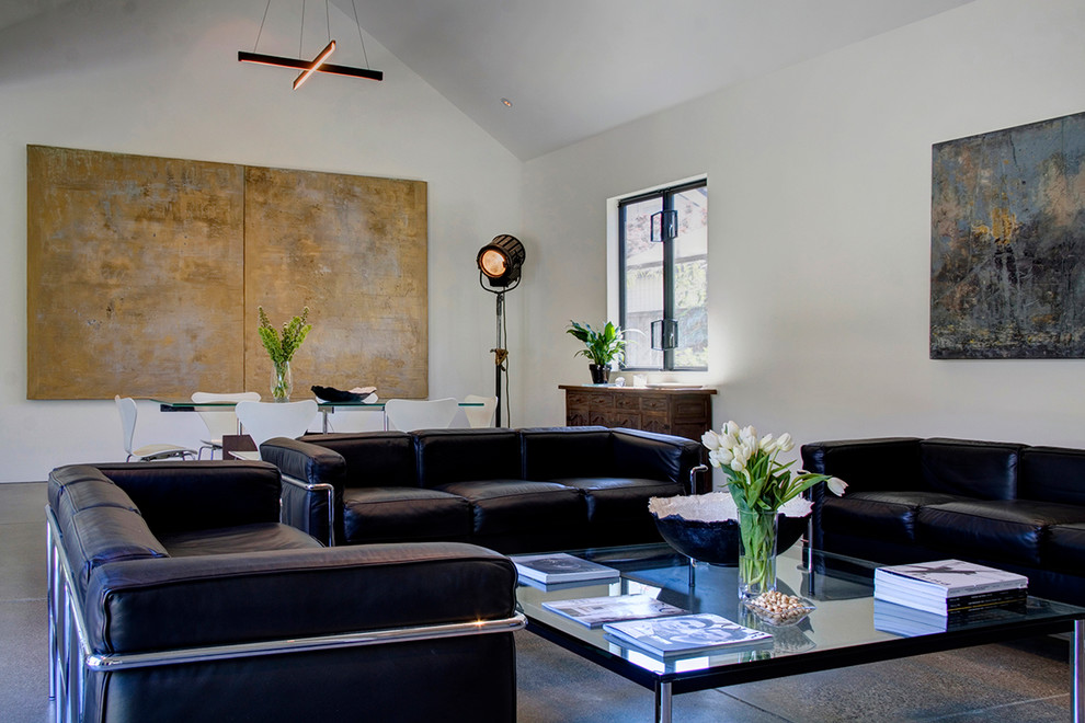 Example of a farmhouse living room design in San Francisco