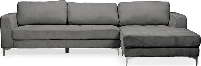 Agnew Contemporary Microfiber Sectional Sofa Gray Right Facing
