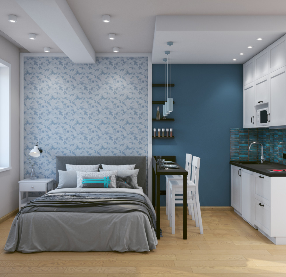 Синяя студия для краткосрочной аренды