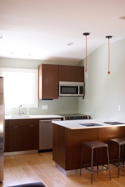 Photo of a small modern kitchen in New York.