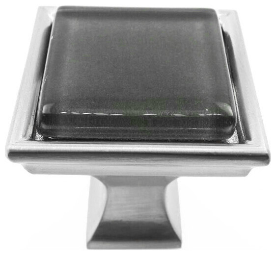 Jet Gray Crystal Glass Brushed Nickel Madison Classic Knob