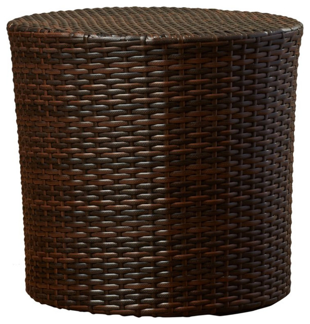 Barrel Wicker Side Table Brown