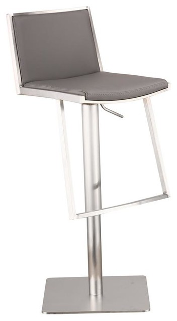 Ibiza Adjustable Brushed Stainless Steel Barstool Gray Faux