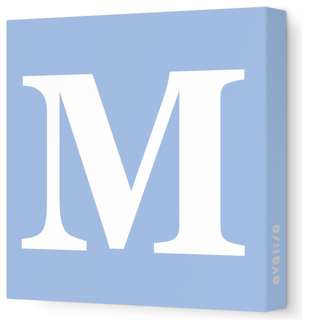 Letter - Upper Case 'M' Stretched Wall Art, 12" x 12", Blue