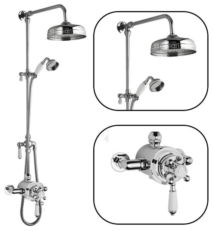 Traditional Thermostatic Shower System With Dual Valve and Grand Rigid Riser