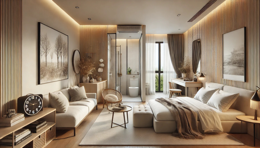 Agencement d'une chambre au ton doux