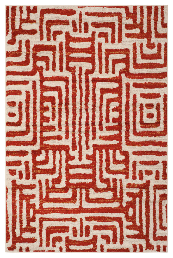 Safavieh Amsterdam Collection AMS106 Rug, Ivory/Terracotta, 4'x6'