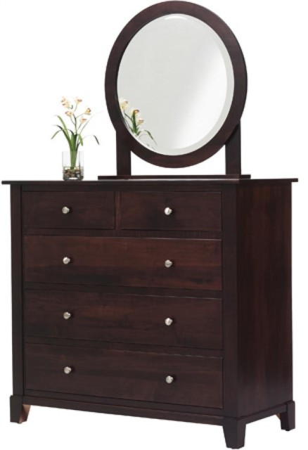 Greenwich Dressing Chest With Round Mirror Transitional Accent