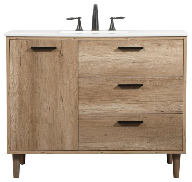 22" Modern Natural Oak-Light Bathroom Vanity - Midcentury - Bathroom ...