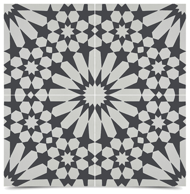 Agdal Handmade Cement Tile Black White Sample Contemporary Agdal Handmade Cement Tile Black White Sample