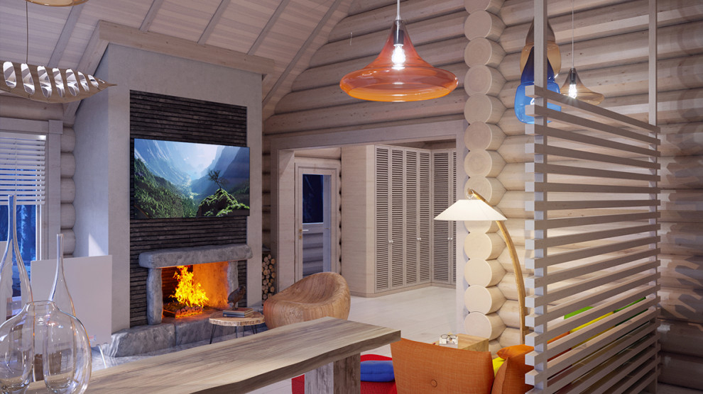 Интерьер дома в срубе