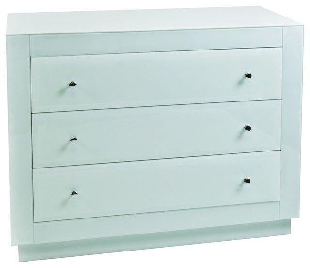 Worlds Away Beveled Ice Glass 3-Drawer Chest KATIE ICE
