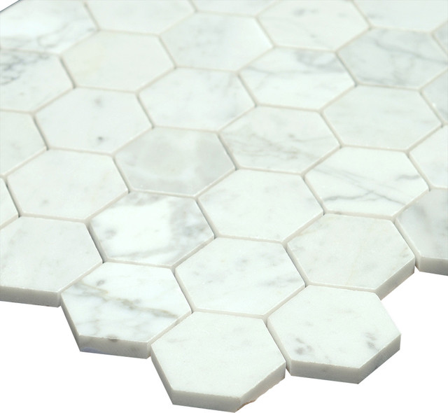 12 X12 Bianco Carrara Polished Marble Honey Comb Mosaic Tile 12 X12 Bianco Carrara Polished Marble Honey Comb Mosaic Tile Contemporary By All Tiles