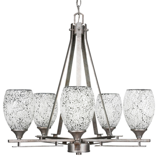 Uptowne 5-Light Chandelier, Aged Silver/Black Fusion