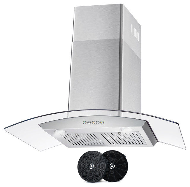 Cosmo 380 CFM Wall Mount Range Vent Hood With Permanent Filters