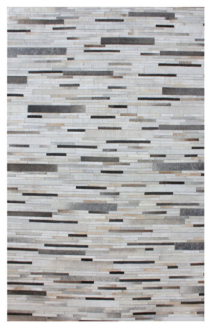Dimond Joico Hand Stitched Leather Patchwork Rug 6x6, Gray
