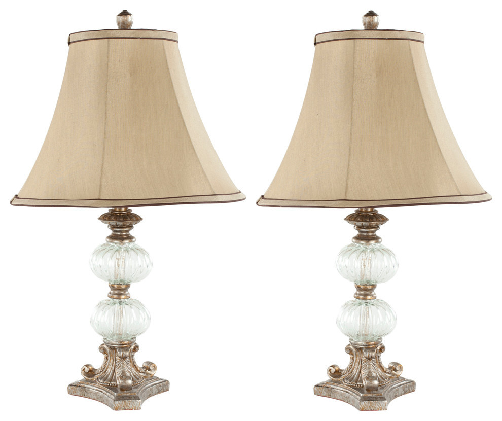 Safavieh Scarlett 22.5"H Glass Globe Table Lamps, Set of 2