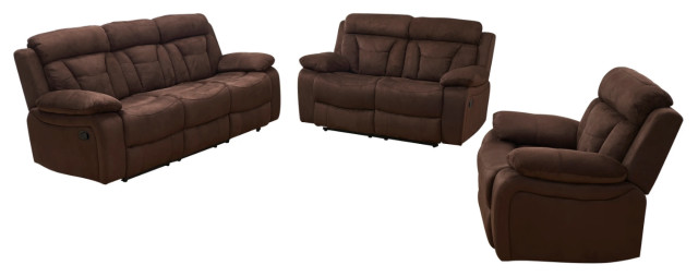 Microfiber Reclining Living Room, Brown Microfiber Sofa Set
