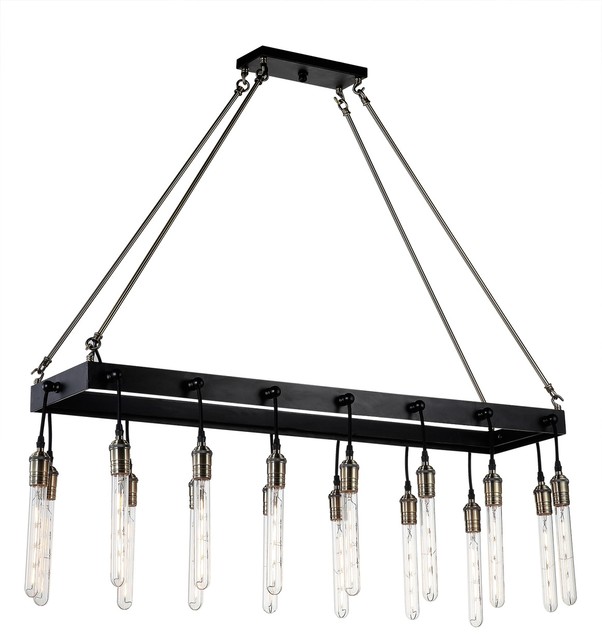 42 L Pendent Chandelier 16 Hanging Edison Bulbs Matte Black Iron Industrial Kitchen Island Lighting By Noble Origins Llc Houzz Hanging Edison Bulbs Matte Black Iron, Hybris 8 Light Crystal Chandelier