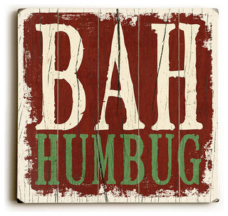 Bah Humbug Wood Sign, 13" x 13", Planked