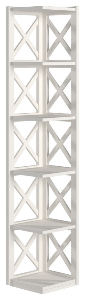 Shimon X-Frame 5-Shelf Bookcase, White