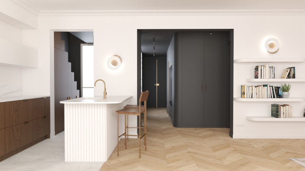 Projet - Entrée vue depuis le salon - Vue 3D