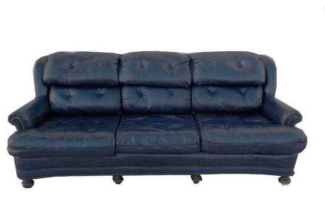 Vintage Tufted Blue Leather Chesterfield Sofa Modern Sofas by Chairish Vintage Tufted Blue Leather Chesterfield Sofa Modern Sofas by Chairish