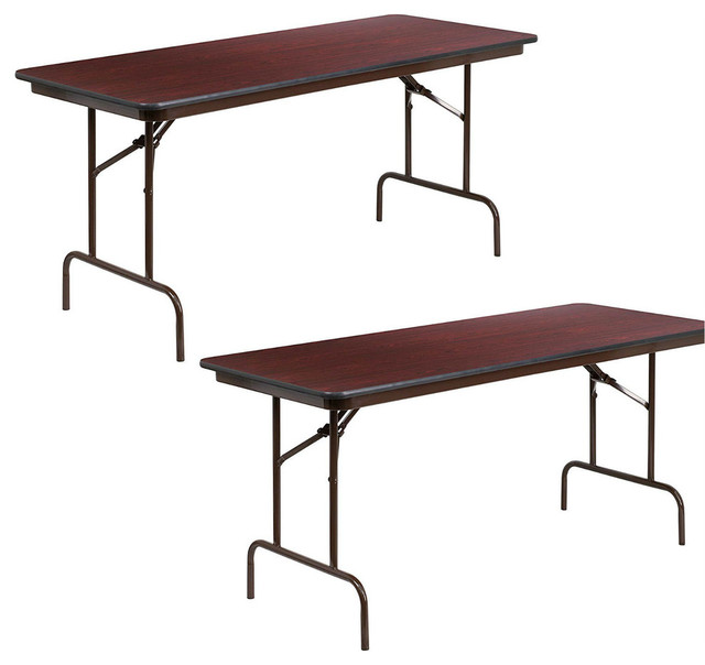High Pressure Mahogany Laminate Folding Banquet Tables 30 X72 2 Pack Transitional Folding Tables By Virventures