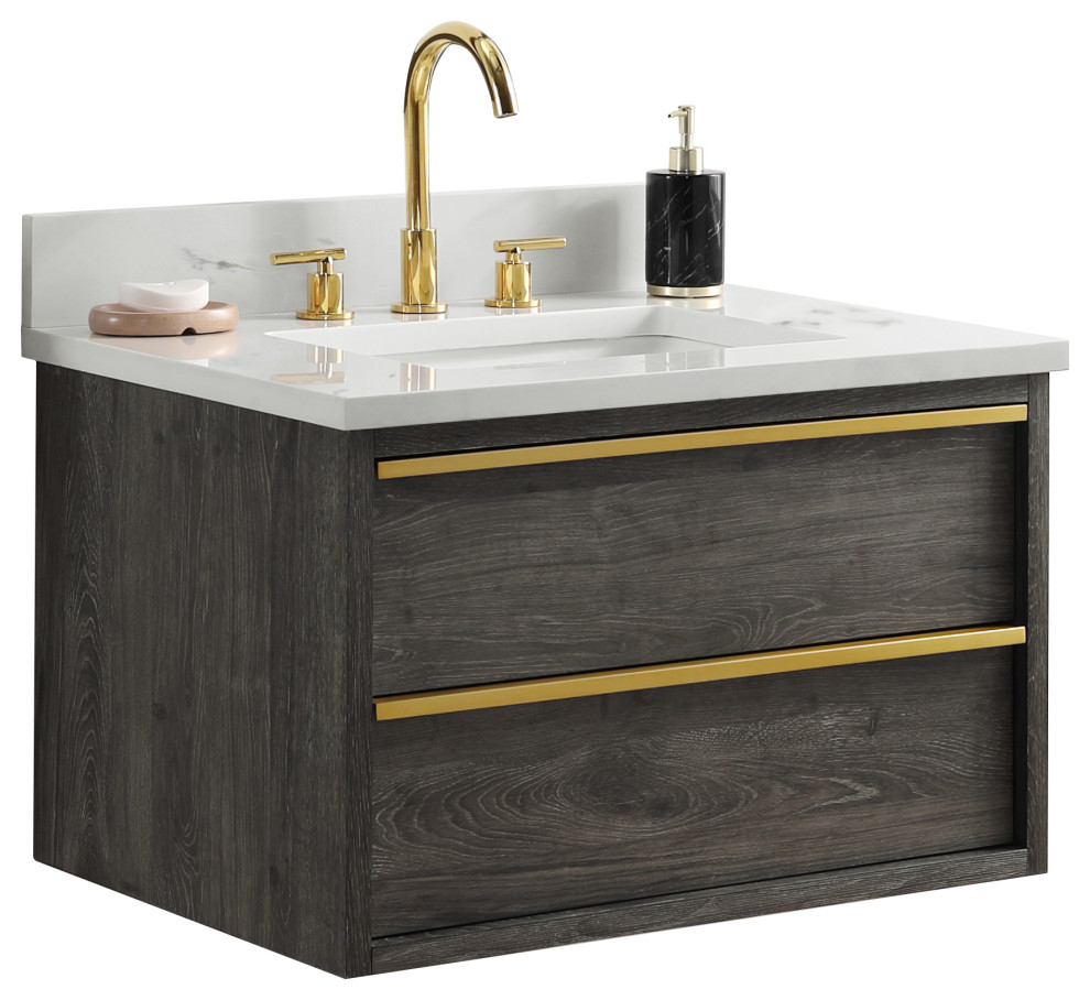 Hudson 30" Bathroom Vanity, Charcoal Gray Transitional Bathroom
