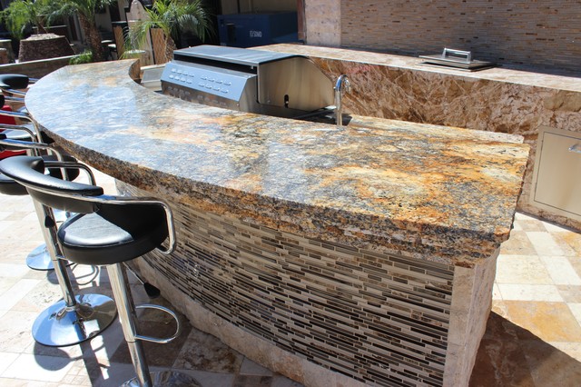 Granite Outdoor Bar Area Traditional Patio Orange County