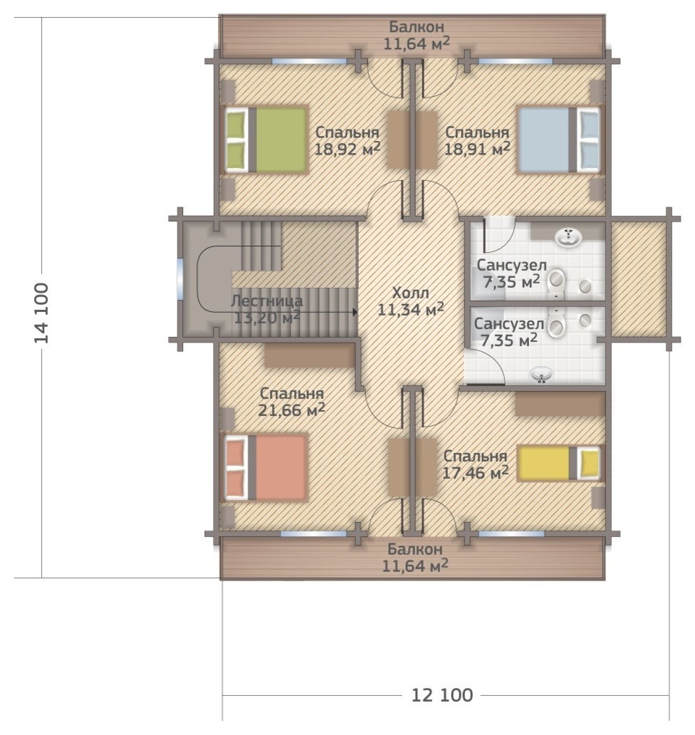 Деревянный дом из клееного бруса 300 кв.м. (СП-300)