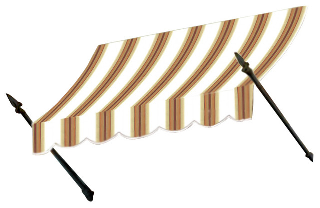 Awntech 10' New Orleans Acrylic Fabric Fixed Awning, White/Tan/Terracotta