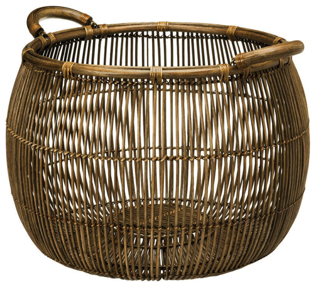 Large Open Weave Rattan Storage Basket, Wicker Storage Baskets Large