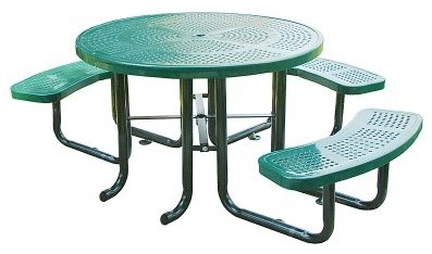 Leisure Craft Commercial Round Perforated Accessible Metal Picnic Table