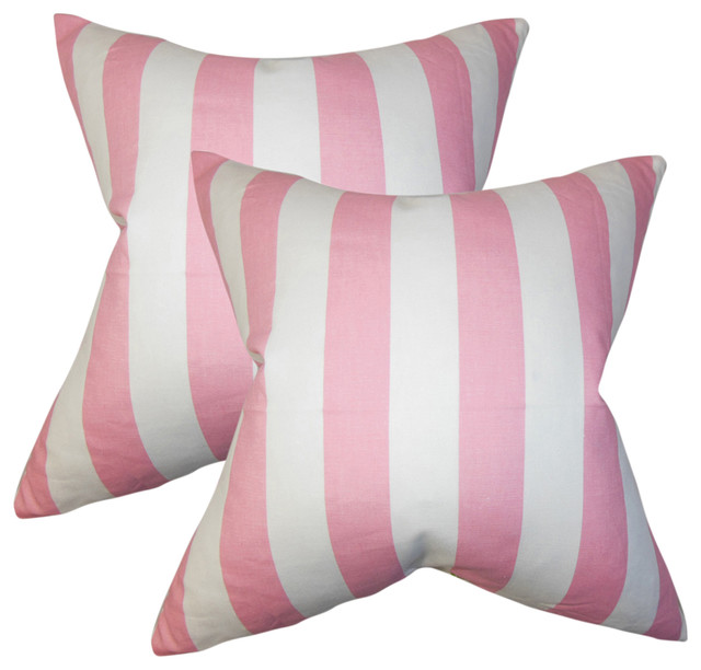 The Pillow Collection Velten Striped Proud Clothing Maroon Throw Pillow