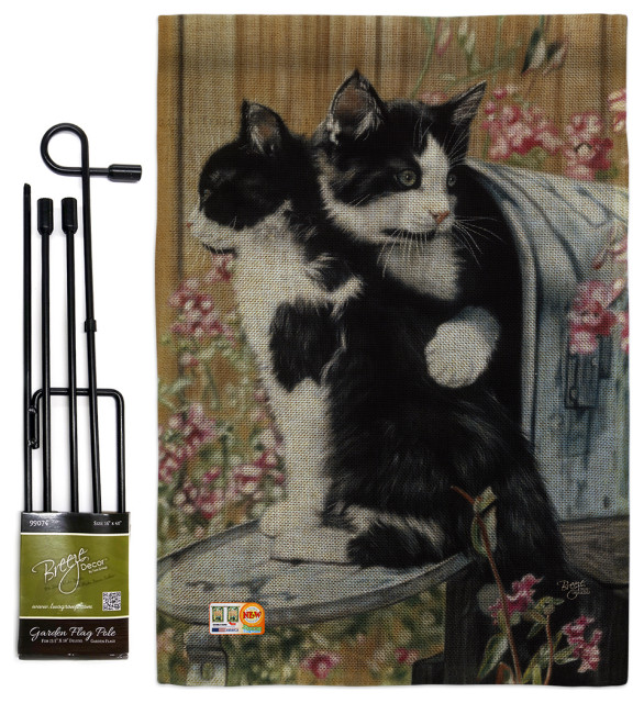 Tuxedo Cat Nature Pets Garden Flag Set Modern Flags And Flagpoles By Breeze Decor Houzz Tuxedo Cat Nature Pets Garden Flag Set, Tuxedo Cat Garden Flags