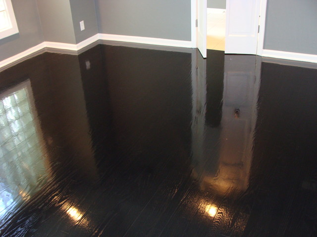 Ebony High Gloss Wood Floors Modern Bedroom Kansas