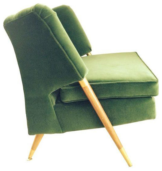 Mid Century Emerald Green Velvet Chair - $1,500 Est. Retail - $900 on Chairish.c