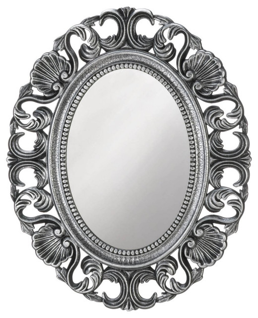 Silver Scallop Wall Mirror Victorian, White Victorian Wall Mirror