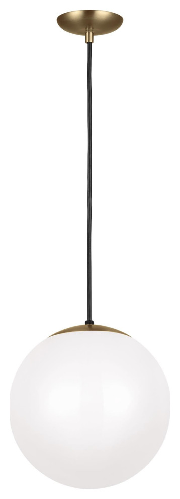 Leo - Hanging Globe Pendant Light in Satin Brass