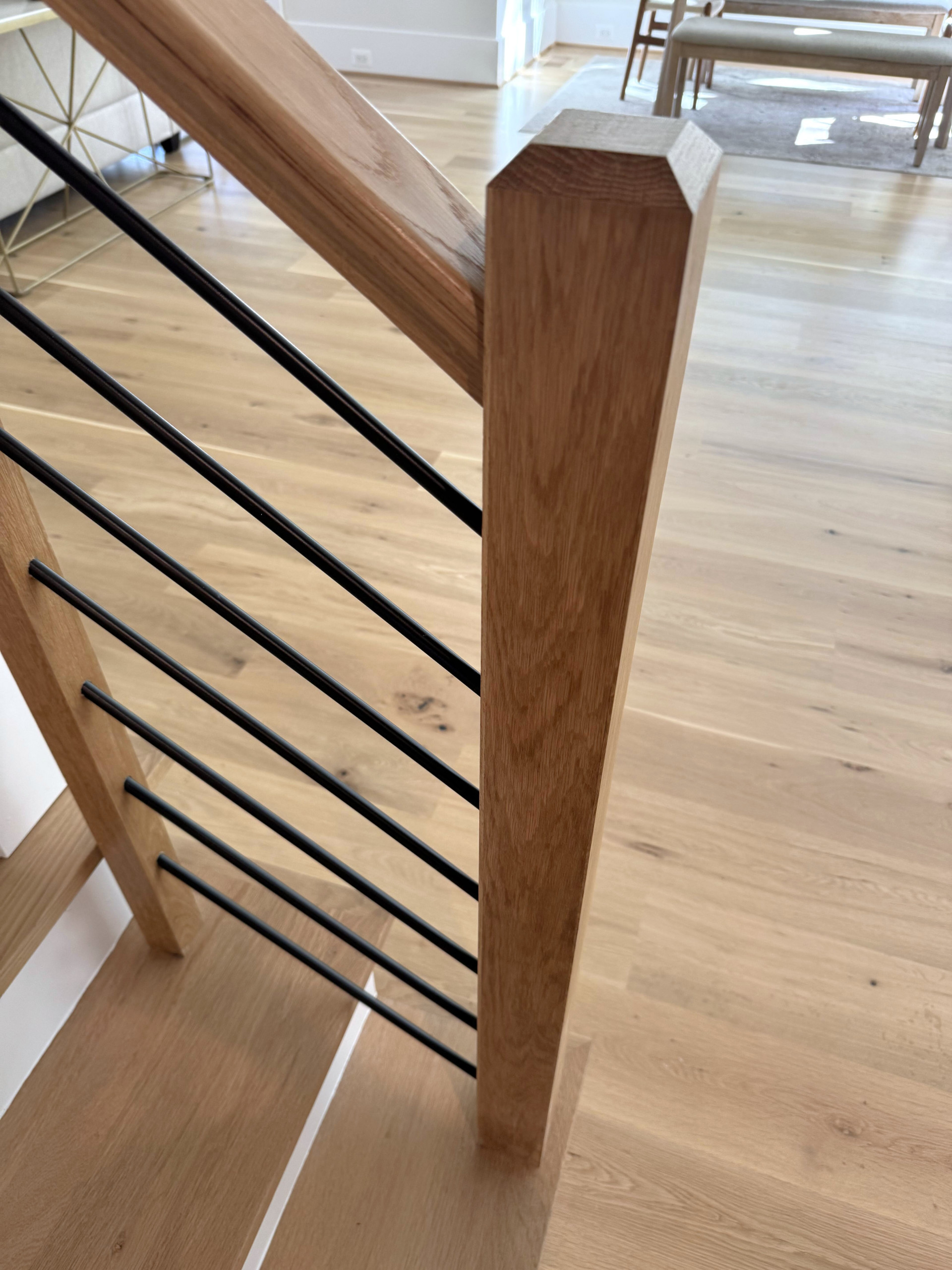 140_Modern White Oak Stair with Horizontal Bar Rail, Falls Church, VA 22043