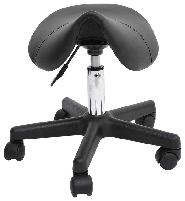 Homcom Adjustable Swivel Saddle Salon Massage Stool Black