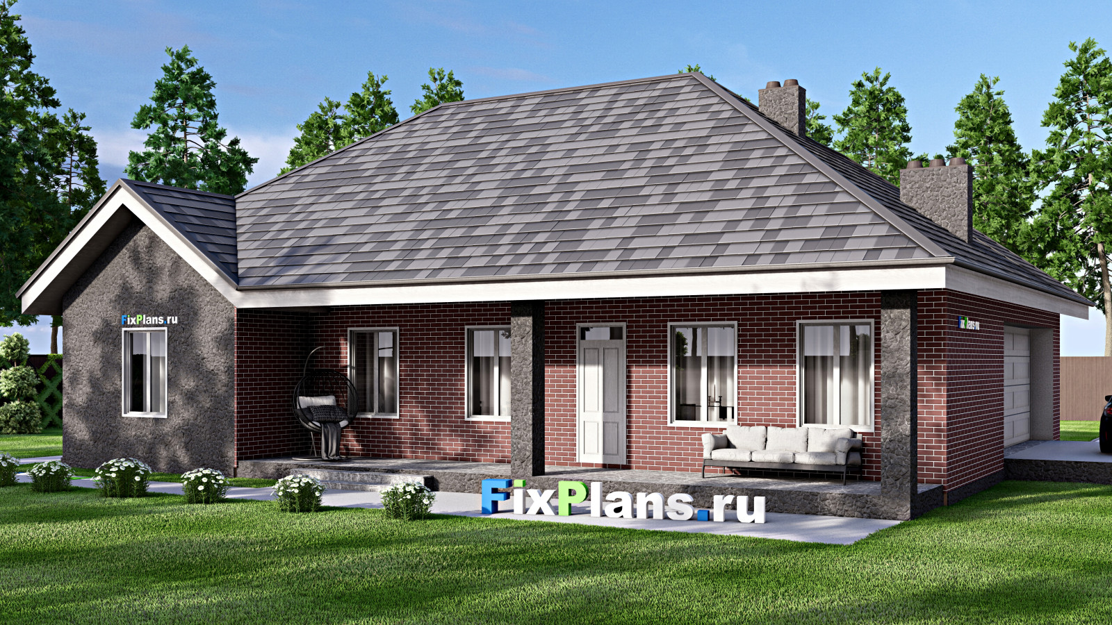 Проект одноэтажного дома 17х14м S176м2 F-16721