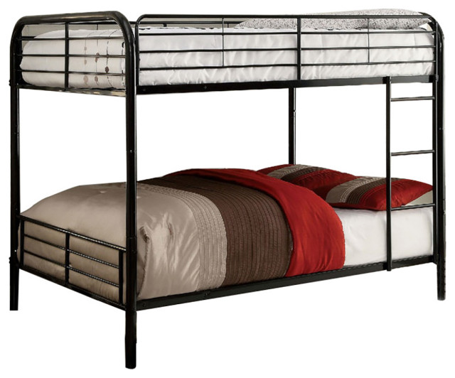 Metal Full Bunk Bed, Black Contemporary Bunk Beds by Simple Relax