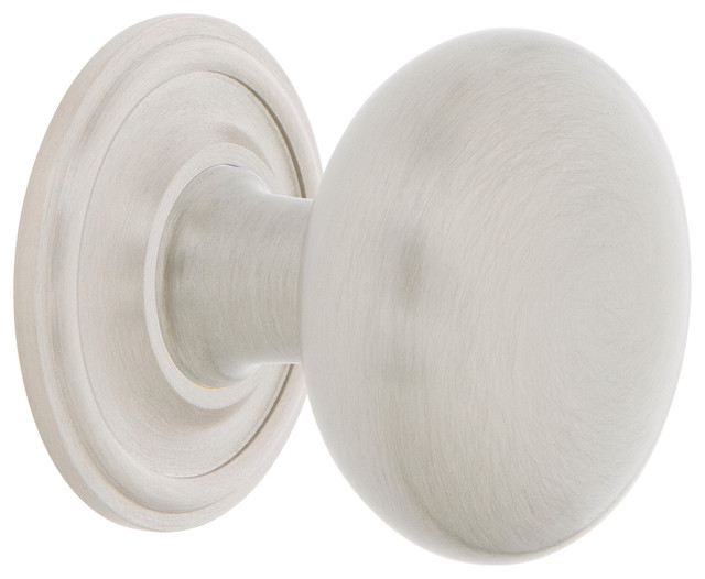 New York Brass 1 3/8" Cabinet Knob With Classic Rose, Satin Nickel