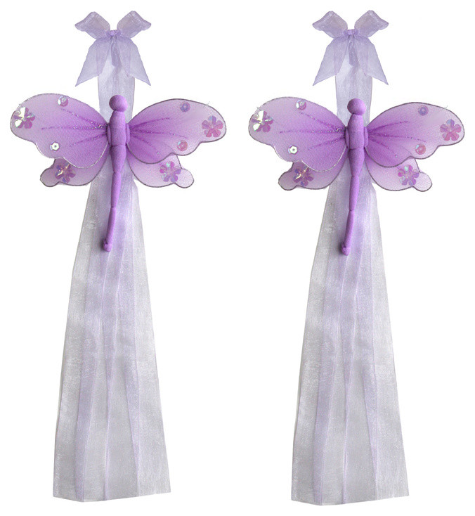 Dragonfly Curtain Tie Backs Purple Jewel Tieback Pair Set Decorations